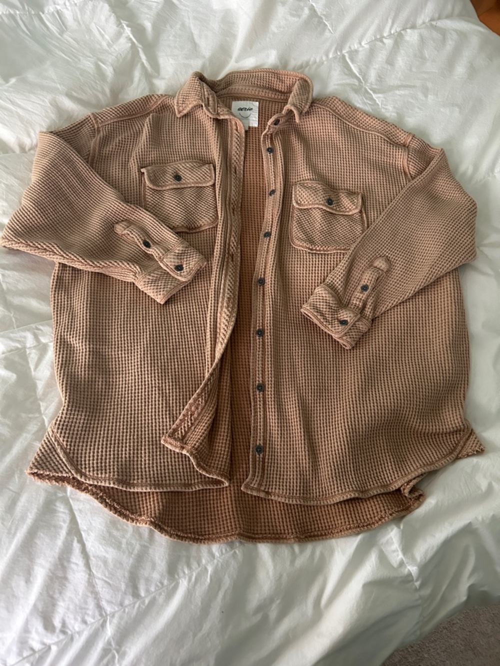 aerie Waffle Button-Down Shirt Jacket
